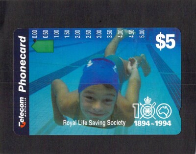 Y1584 Australia Telecom Phone card $5 1 hole Royal Life Saving Society