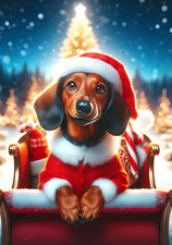 Dachshund Red Christmas Flag