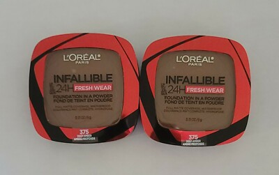 2 Loreal Infallible 24H Fresh Wear Foundation In A Powder. # 375 Deep Amber