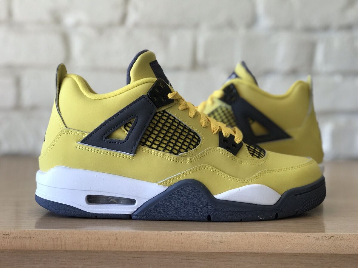 Nike Air Jordan 4 Retro Lightning Tour Yellow GS Size 7Y / Women