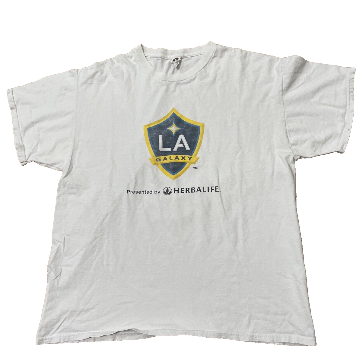 LA GALAXY Herbalife Shirt Men XL Y2k FRUIT OF THE LOOM White Fade