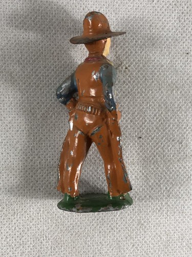 Vintage Barclay Manoil Lead Figure Cowboy with Tin Hat(Orange) - Picture 4 of 10