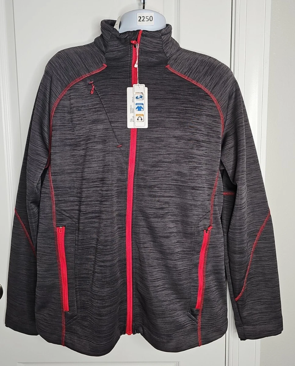 NWT North End Sport Men's Flux Melange Bonded Fleece Jacket LARGE L Carbon  Red