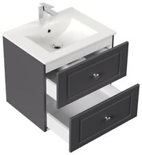 Badmöbel Waschplatz Waschbecken HOMELINE Cottage anthrazit 60 cm Keramik Becken
