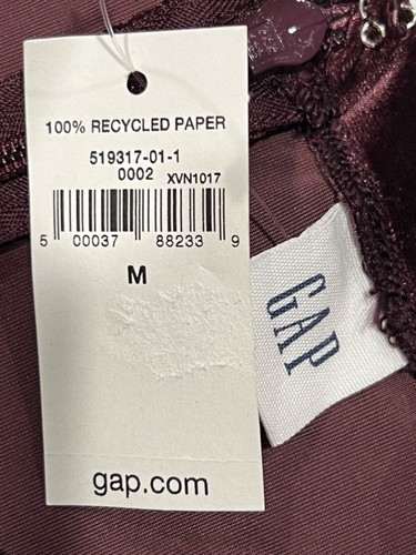 NWT GAP Velvet Velour Tank Top Sz M-XL Burgundy Purple Stretch Zip #519317 - Picture 3 of 7