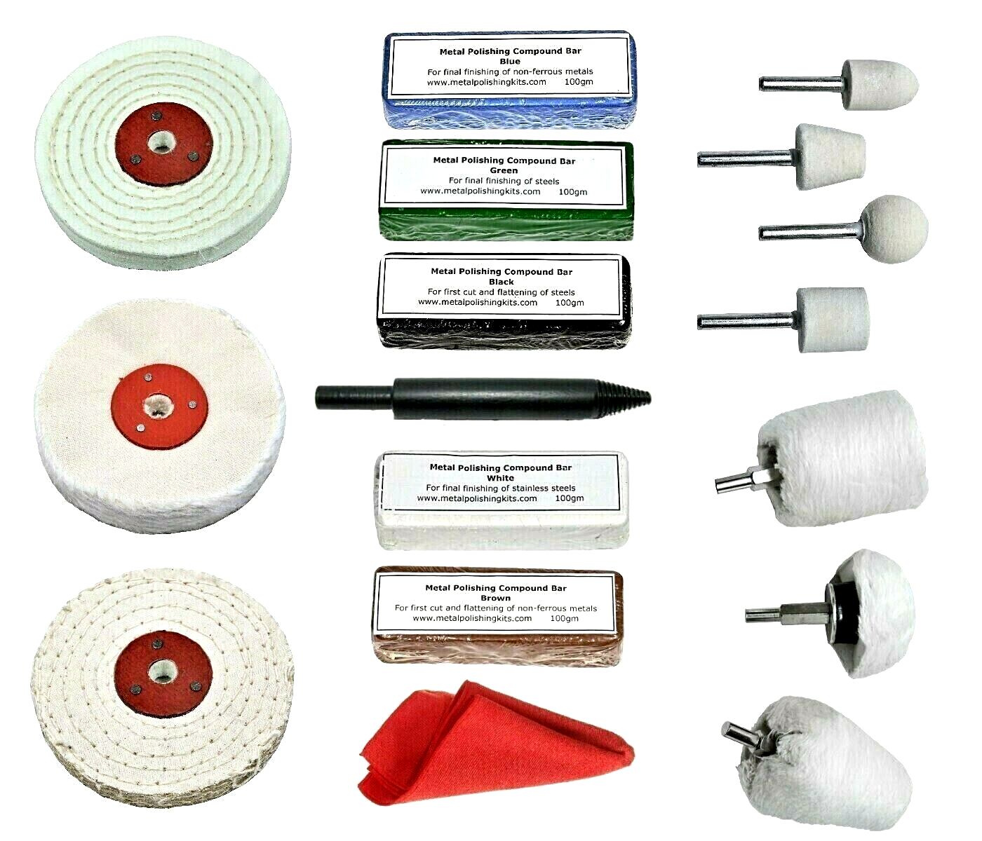 Metal Polishing Drill Kit Aluminium Alloy Stainless Steel Brass 4” x 1/2" Wheels eBay