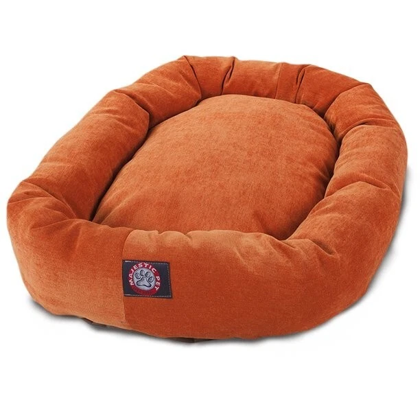Majestic Pet Villa Terciopelo Bagel Perro Cama Lavable a Máquina Naranja Foto 2 de 4