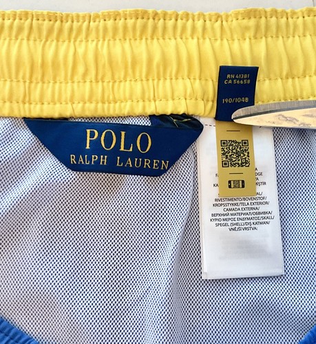 NWT Polo Ralph Lauren Men Swim WearTrunks Royal BlueYellow Pony Accents 2XLT $95 - Picture 11 of 20