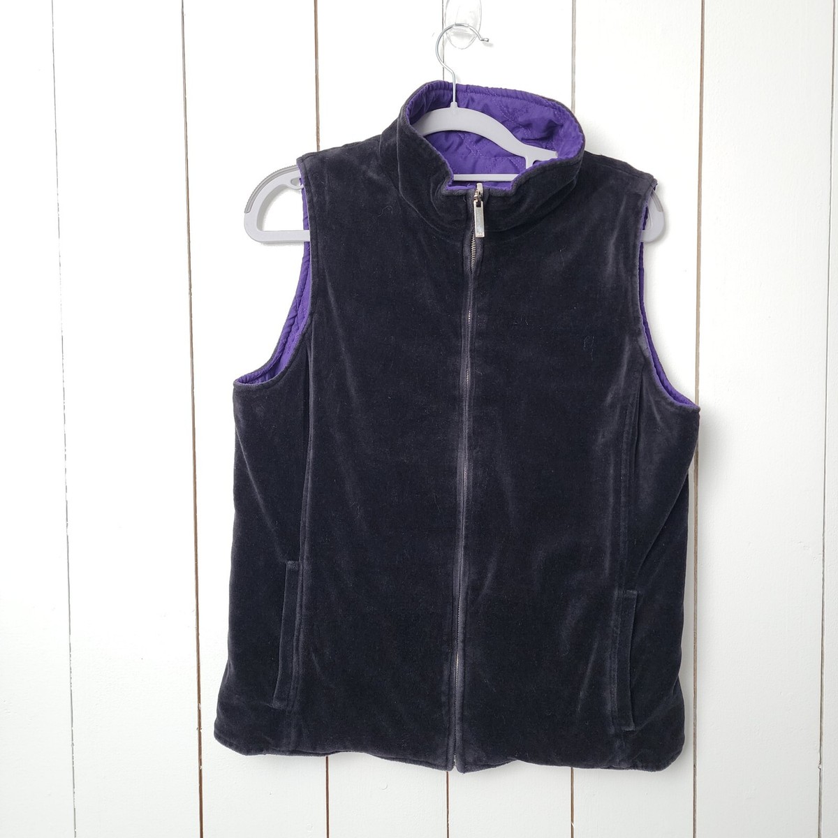 Jones New York Womens Reversible Vest Purple Quilted Puffer Jones New York Womens Reversible Vest Purple Quilted Puffer