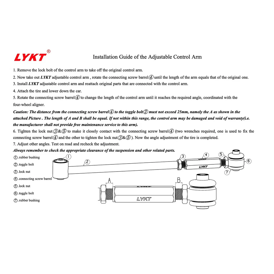 LYKT2pcs Alignment Rear Camber Kit Adjustable Upper Control Arms for Toyota RAV4 - Image 3 of 4
