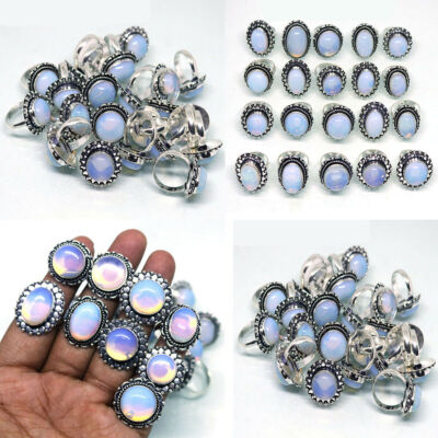Gift For Friend Opalite Gemstone 925 Sterling Silver Plated Handmade Lot Rings