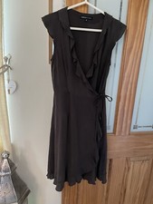 Great Plains Brown Spotty Silk Wrap Dress S