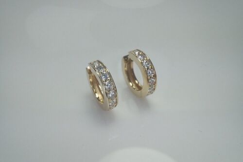 Yellow Gold Diamond Hoop 14K Womens Earrings 0.50 Ct Certified Round Lab Created - Picture 1 of 8