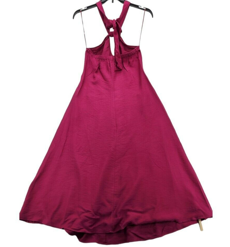 Women's Inc Linen Halter Neck Maxi Dress Cranberry Rose Size PS D117 - Picture 3 of 3