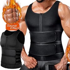 Mens Sweat Sauna Vest for Waist Trainer Zipper Neoprene Tank Top Sauna Suit Slim