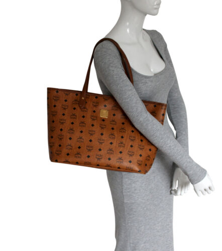 MCM Tasche Shopper Handtasche cognac braun gold schwarz Damen Medium - Bild 2 von 18