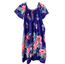 Vintage Retro Oversized Tropical Floral Nightgown Muumuu Caftan Chest 47"