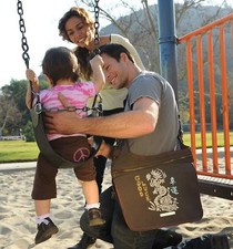 Diaper Dude Mens Changing Bag Good Luck For Dads Brown Faux Suede SK8 AA 06