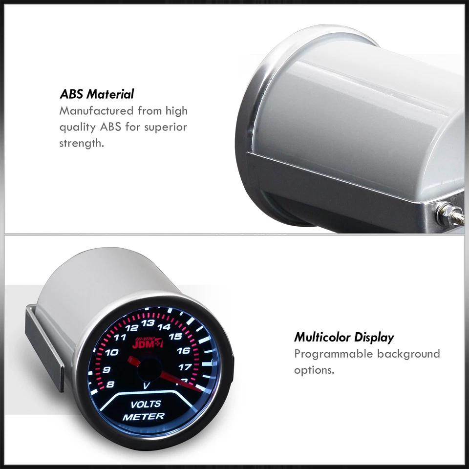 JDM 2" Volt Voltage Gauge Meter Analog LED Display Smoke Lens Tint Indicator Kit — 第 2/4 张图片