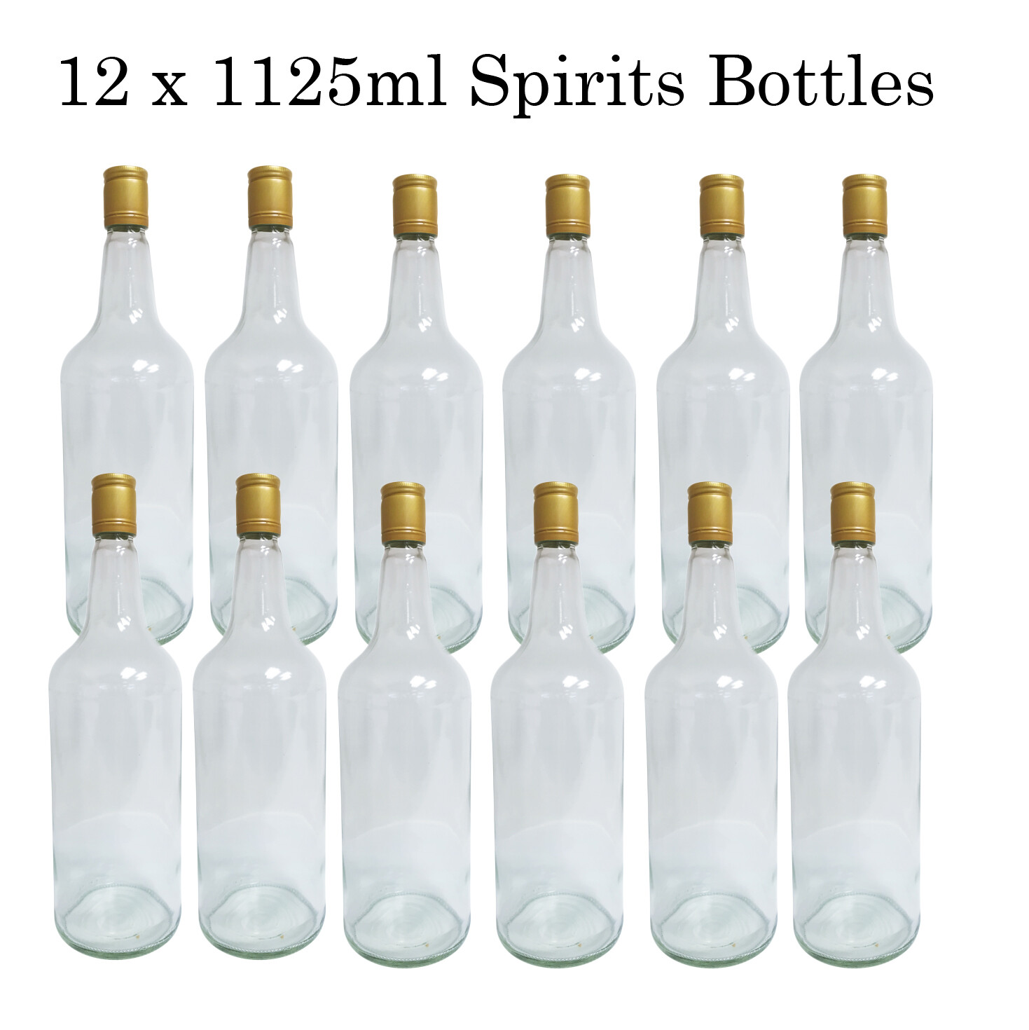 12 x 1125ml Still Spirits Clear Glass Bottles for Spirits Making