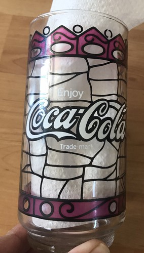 Vaso de vidrio Coca-Cola vintage estilo Tiffany vitral rojo 16 onzas - Imagen 2 de 8