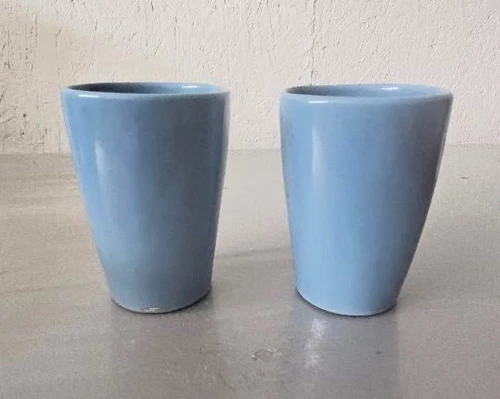 Pair of Frankoma Lazy Bones Blue Tumblers