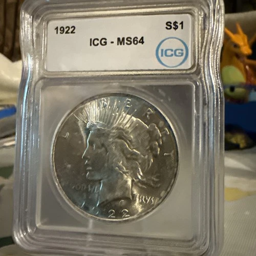 1922 US Silver Dollar Peace Design 90% Silver Philadelphia Minted ICG MS 64 Nice