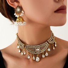 Christmas Jewelry Gift Women Bohemian Choker Earrings Retro Luxury Necklace Set