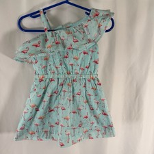 New Janie And Jack Mini Dress Baby 6-12 Months Blue Flamingo Print Bloomers Set
