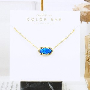 Authentic NWOT Kendra Scott Elisa Satellite Royal Blue Kyocera Opal Necklace Gold Plated