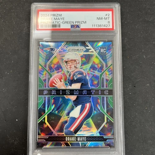2024 PANINI GREEN PRIZM PRIZMATIC #2 DRAKE MAYE ROOKIE RC PSA 8