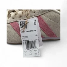 Chaussures de taekwondo Adidas à lacets - Femme (JQ3518, Blanc crème/Rose tendre