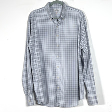 Peter Millar Summer Comfort Button Down Shirt Mens Sz XL White Plaid Long Sleeve