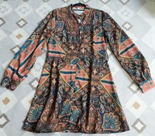 Ladies Bohemian Retro vintage look midi dress, 10 uk, top Condition 