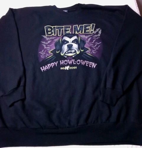 Big Dogs Happy Howl-oween Halloween Sweatshirt Glow in Dark "Bite Me" Men's 2XL