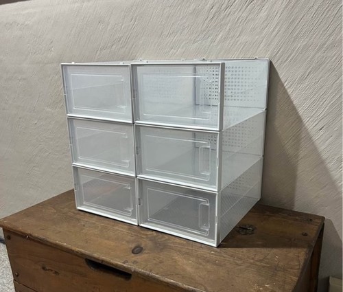 6 Pack Shoe Storage Boxes Stackable Shoe Containers Clear Sneaker Display Case