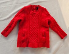 J. Crew Girls Small Red Cable Knit Sweater In Red. 100 Wool. Buttons On Back