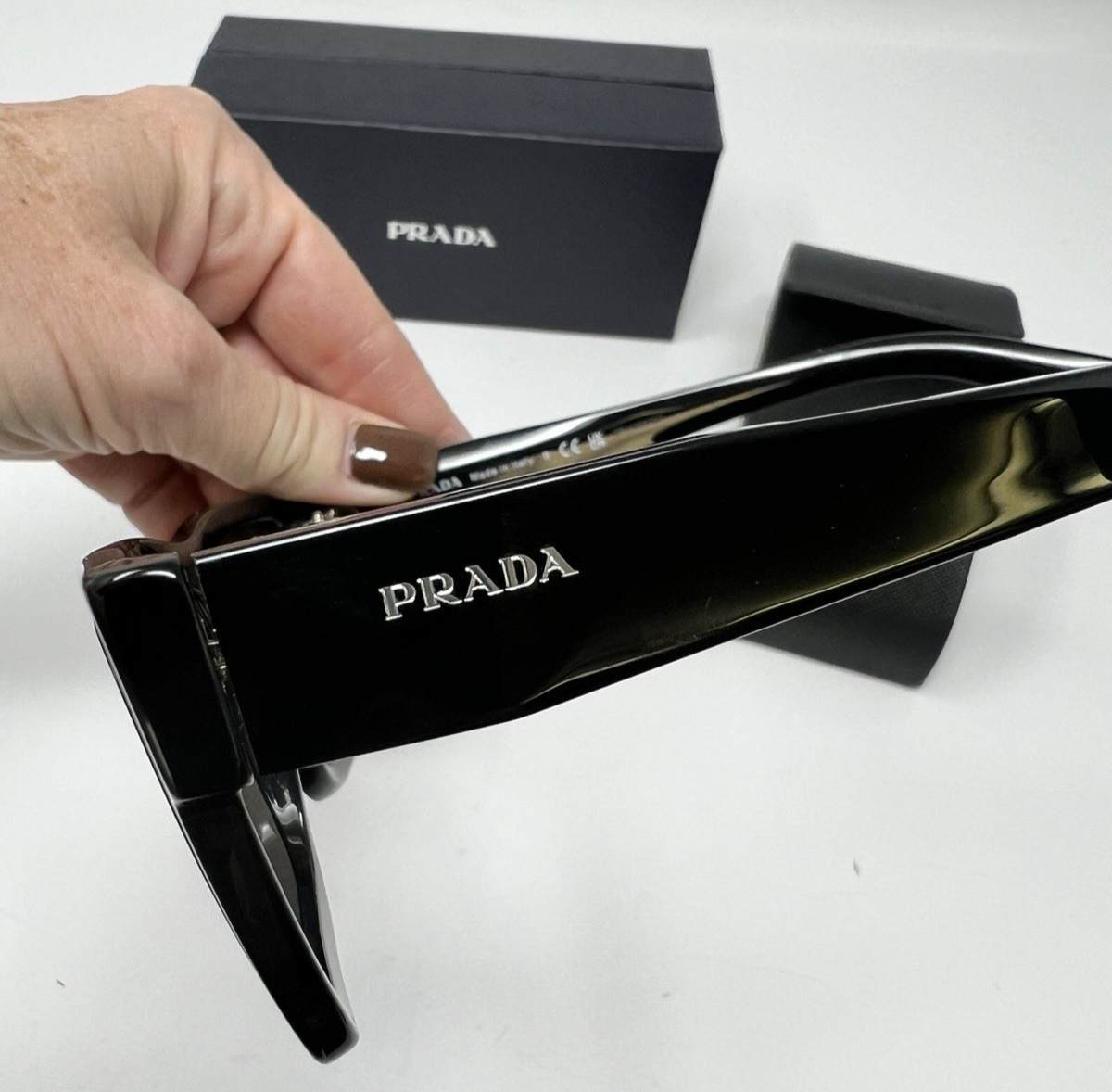 PRADA SYMBOLE Black Silver Mirror Classic Rectangle Unisex PR19WS