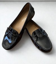 Coach - Mocasines de charol para mujer, negros, talla 6