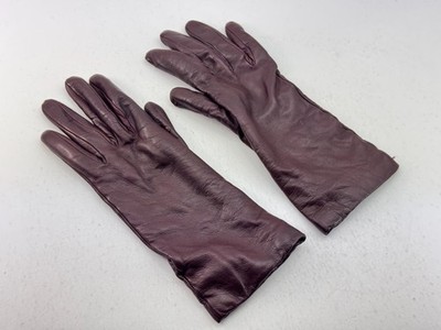 Portolano Genuine Brown Leather w/ Cashmere Lining Size 7.5 Womens Gloves