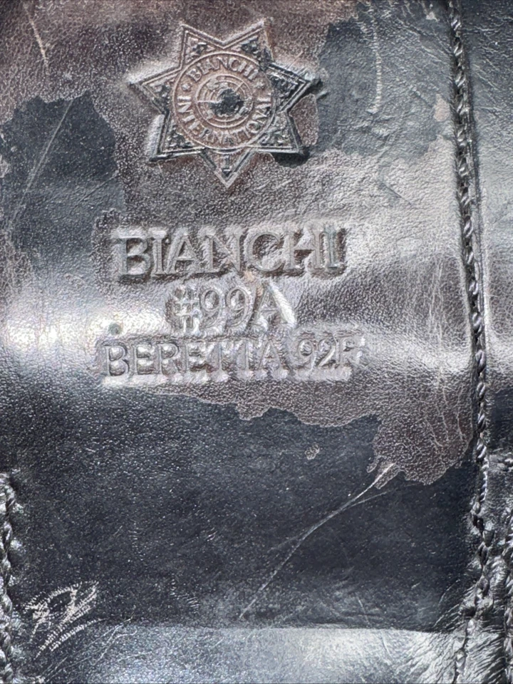 Bianchi #99A Black BW Leather Belt Duty Holster Beretta 92 96 Taurus PT92 LH - Image 4 of 4
