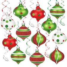 Christmas Ball Hanging Swirl, Green Red 13.2x15.2cm/5.2x6inch,