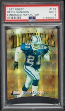 1997 Topps Finest Embossed Refractor Chrome Deion Sanders SP HOF #163 PSA 9 MINT