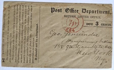 George Gemunder, Renowned Violin Maker/Return Letter Office--NYC/Due 3-C./1864!