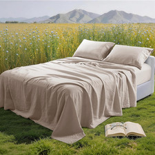 100 Pure Linen Sheet Set for Hot Sleepers, Breathable Natural Linen Sheets 4pcs