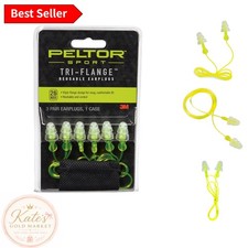 3 Pair Sport Tri-Flange Corded Reusable Earplugs for Shooting - NRR 26 dB