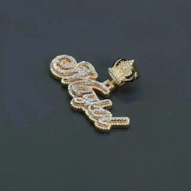 2Ct Round Real Moissanite Custom Letter Pendant 14K Yellow Gold Plated Silver - Image 2 of 4