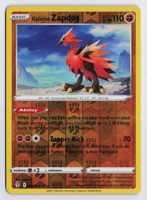 Galarian Zapdos - SWSH07 #082/203 SWSH07: Evolving Skies Reverse Holo LP