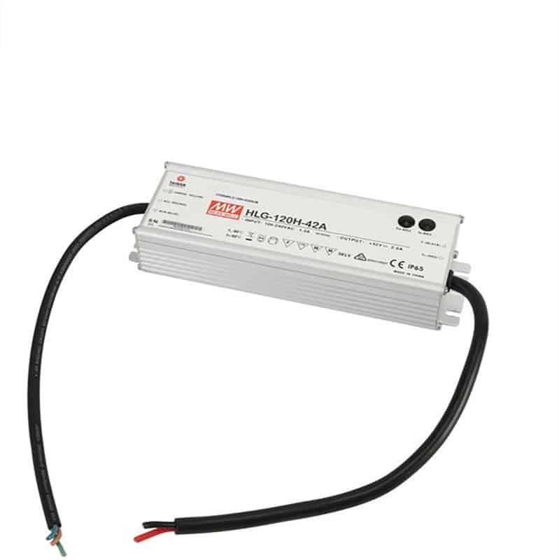 Alimentation LED Mean Well HLG 42V 120W driver réglable 2.9A avec PFC actif