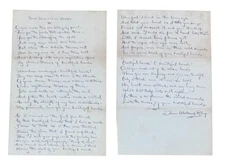 James Whitcomb Riley / Your Beautiful Hands Early Manuscript of Her Signed 1877